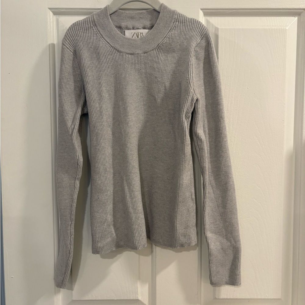 Zara Kids Gray Ribbed Sweater